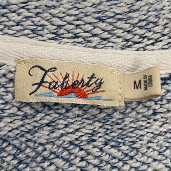 Faherty Whitewater blue textured Pullover Sweatshirt soft Organic Cotton Blend M - Picture 3 of 9